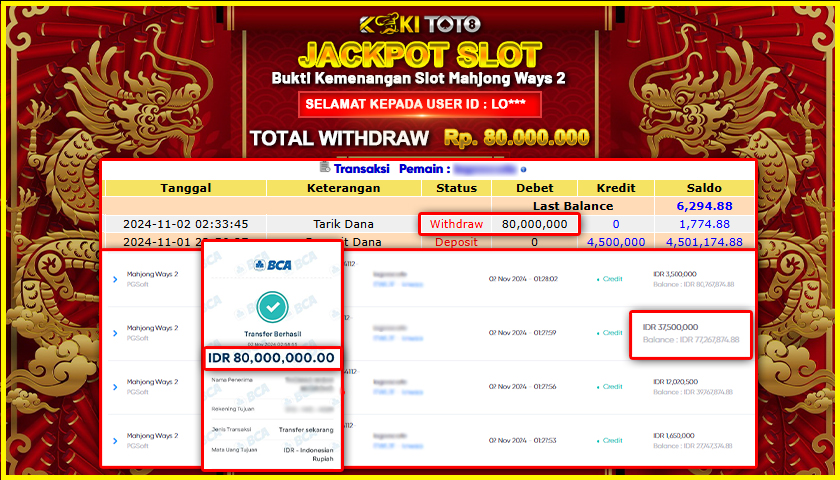 KOKITOTO JACKPOT SLOT MAHJONG WAYS 2 Rp. 80.000.000,- LUNAS