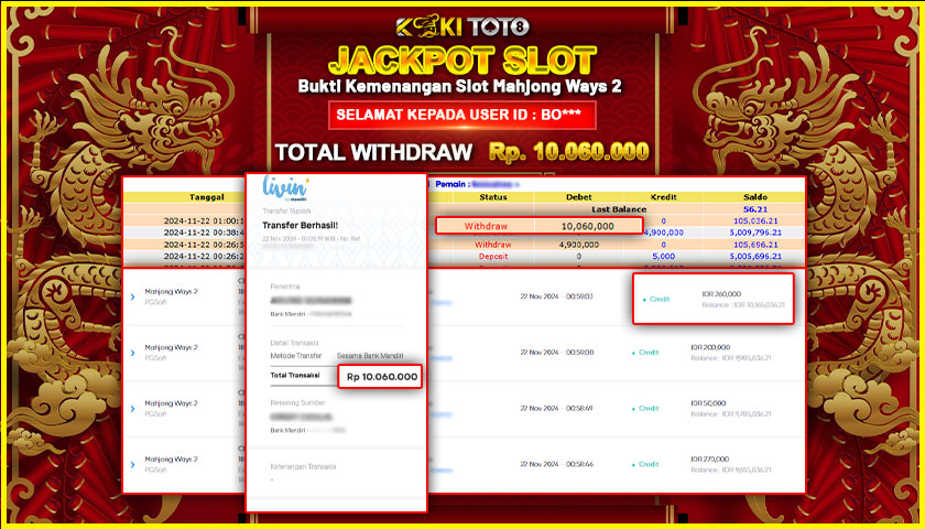 KOKITOTO JACKPOT SLOT MAHJONG WAYS 2 Rp. 10.060.000,- LUNAS