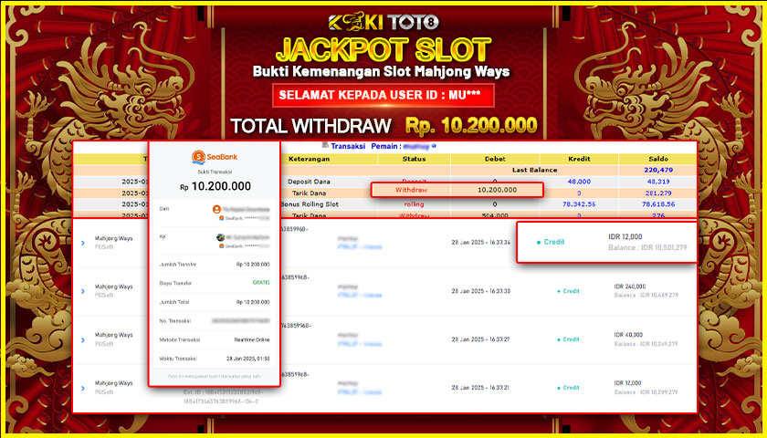 KOKITOTO JACKPOT SLOT MAHJONG WAYS Rp. 10.200.000,- LUNAS
