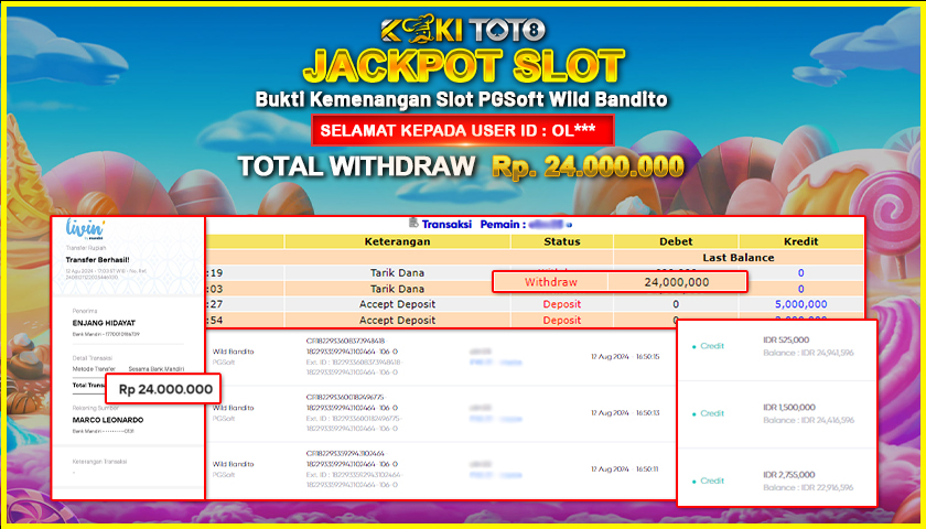 KOKITOTO JACKPOT SLOT WILD BANDITO Rp. 24.000.000,- LUNAS