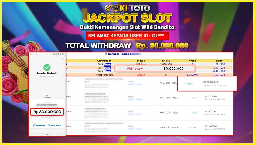 KOKITOTO JACKPOT SLOT WILD BANDITO Rp. 80.000.000,- LUNAS
